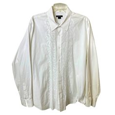 Nwotexpress Mens Embroidered White Button Down 100% Cotton Shirt. Amazing Looking. Very Stylish With A Pair Of White Cotton Or Linen Pants. Wear On The Beach Or At The Club And All Eyes Or On You. A Posh Looking, Any Occasion Button Down That Defines Your Personal Style. Ven.18 Classic Embroidered Button-up Shirt, Embroidered Collared Tops For Formal Occasions, Formal Embroidered Button-up Shirt, Classic Cotton Shirt With Floral Embroidery, Formal Embroidered Button-up Top, Classic Formal Tops With Floral Embroidery, Classic Long Sleeve Embroidered Shirt, Formal Embroidered Cotton Shirt, White Button Up Men