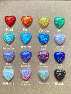 Beautiful, fiery opal heart cabochons! ~THIS LISTING IS FOR (1) ONE OPAL HEART CABOCHON~ Please select the number of opals you would like in the drop down box. I have already discounted these opals, so you are getting a discount even for just one.  ♥These opal hearts measure 8mm x 8mm.  MATCHING STERLING SILVER BEZEL CUPS    https://www.etsy.com/listing/646804125/sterling-silver-heart-bezel-cup-8mm?ref=listings_manager_grid https://www.etsy.com/listing/646804553/serrated-sterling-silver-heart-be Opal Crystal Aesthetic, Opal Drawing, Opal Aesthetic, Opal Resin, Gemstones Chart, Whatsapp Wallpaper Cute, Crystal Aesthetic, Types Of Opals, Cool Rocks