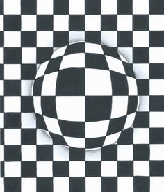 a black and white checkerboard pattern with a circular in the center on top