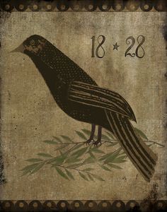 a black bird sitting on top of a green leafy branch in front of a clock