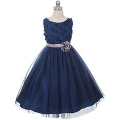 Soft rosebud applique taffeta bodice with tulle skirt. Beautiful flower brooch adorns the satin sash. Adjustable waist with back tie. Additional netting under the skirt for volume look. Tea length. Center back zipper. Fully lined for comfort. Perfect for special occasions. MADE IN USA COLOR: NAVY BLUE FINAL SALE Navy Blue Flower Girl Dresses, Flower Girl Dresses Navy, Flower Girl Dresses Blue, Cheap Flower Girl Dresses, Navy Blue Flowers, Flower Girl Dresses Tulle, Wedding Dresses For Girls, Special Dresses, Wishful Thinking