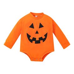 3-24M Baby Halloween Funny Pumpkin Long-Sleeve Bodysuit Wholesale Cheap Fitted Onesie For Fall, Fitted Halloween Onesie, Cheap Fitted Fall Onesie, Cheap Fall Playtime Onesie, Pumpkin Onesie, Halloween Romper, Baby Bats, Funny Pumpkins, Rompers For Kids