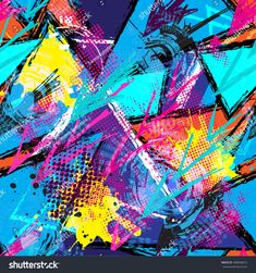 an abstract background with colorful paint strokes