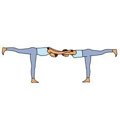 two people doing yoga poses with their hands on each other's hipss, one holding