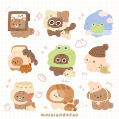 some cute little animals with different expressions on them