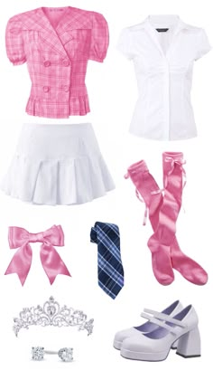 Barbie Inspired Fits, Girly Kpop Outfit, Barbie Outfit Inspo Aesthetic, Schoolcore Outfit, Barbie Outfit Inspiration, Stage Outfits Pink, Barbie Inspired Outfits Casual, Hyper Feminine Aesthetic Outfits, Barbie Style Outfits