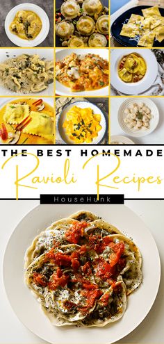 the best homemade ravioli recipe is in this collage with images of different dishes