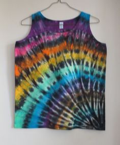 Tie Dye Cotton Tank Top, Summer Cotton Acid Wash Tank Top, Tie-dye Cotton Tank Top, Spring Tie Dye Cotton Tank Top, Hand Dyed Multicolor Sleeveless Tops, Summer Acid Wash Cotton Tank Top, Acid Wash Cotton Tank Top, Hand Dyed Sleeveless Top For Spring, Multicolor Hand Dyed Sleeveless Tops