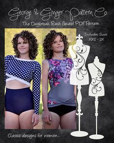 a woman wearing a polka dot top and panties with her own sewing pattern for the bodysuit