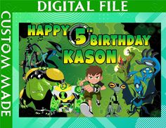 the birthday card for kason's 5th birthday is shown in green and black