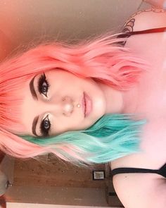 Punk Hair Color, Dyed Bangs, Fox Hair Color, Split Dyed Hair, Dyed Hair Pastel, Hair Dyed, Arctic Fox Hair Color, Fox Hair, Vivid Hair Color