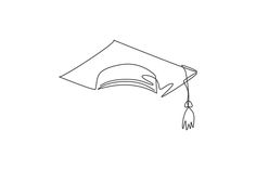 a black and white drawing of a graduation cap with a tassel hanging from it