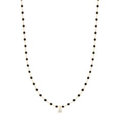 Gigi Clozeau - Mini Gigi Black necklace, Yellow Gold 1 Diamond, 15.7 Gigi Necklace, 15 Necklace, Dancing Diamond, Black Pearls, Tiny Diamond, Black Necklace, Resin Beads, Sparkle Diamonds, Black Pearl