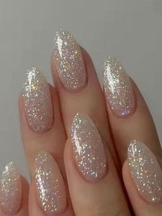 Glittery Nails, Sparkle Nails, Sparkly Nails, New Year's Nails, Homecoming Nails, Silver Nails, Prom Nails, Pretty Acrylic Nails