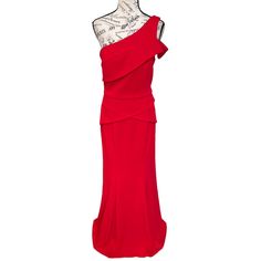 Beautiful Cachet Gown, Gorgeous Res Color, One Shoulder Style, Fully Lined, Back Zipper, New With Tag. Red Pre-draped Dress With Fitted Bodice, Red Pre-draped Maxi Dress, Red Fitted One-shoulder Dress, Red Fitted One-shoulder Gown, Red Pre-draped Evening Gown, Red Pre-draped Evening Dress For Party, Chic Red Evening Gown, Red Pre-draped Maxi Dress For Evening, Red Pre-draped Evening Dress