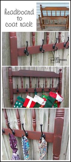 an old coat rack with umbrellas hanging on it and the words readboard to coat rack