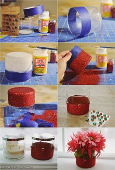 step by step instructions on how to make glitter candles