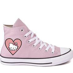 Brand New In The Box Never Worn Light Pink Color Classic All Star High Top Style Price Firm Casual Pink Sneakers For Gift, Converse Shoes Pink, Heart Converse, Light Blue Converse, Glitter Tennis Shoes, Hello Kitty Heart, Orange Converse, Hot Pink Shoes, Hello Kitty Vans