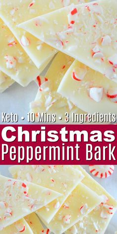 keto christmas peppermint bark with text overlay