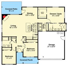 the floor plan for a two bedroom, one bathroom apartment with an attached garage and living room