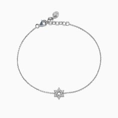 925 Sterling Silver Diamond Star of David Bracelet Effy Jewelry, Diamond Star, Jewelry Stand, Star Of David, White Stone, Silver Diamonds, Sterling Silver Bracelets, Round Diamonds, Metallic Silver