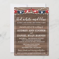 Patriotic Lights Fourth of July Banner Wedding Invitation Red White And Blue Wedding, Fourth Of July Banner, July 4th Wedding, White And Blue Wedding, Patriotic Wedding, Banner Wedding, July Wedding, Wedding Banner, Wedding Vows