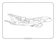 an airplane is flying in the sky coloring page