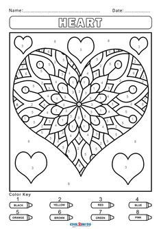 a coloring page with hearts in the center