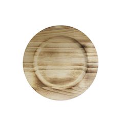 an empty wooden plate on a white background