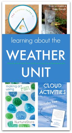 some books about weather and clouds with the title learning about the weather unit