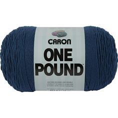 a ball of blue yarn with the words canon on it and one pound in black