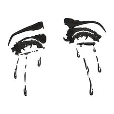 an artistic drawing of eyes with tears and drops of water coming out of their lashes