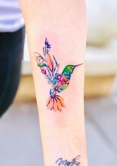 Cute Animal Tattoos, Tato Henna, Watercolor Hummingbird, Illustration Tattoo, Inspiration Tattoos, Disney Tattoo, Forearm Tattoo Women