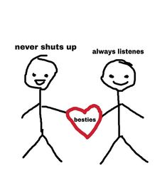 two stick figures holding hands with the words besties written on them and an image of a heart