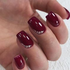 Nails 90s Aesthetic Red Gel Nails, Kutek Disney, Pretty Nail Art Designs, Red Nail Designs, Burgundy Nails, Red Nail, Short Acrylic Nails Designs, Gel Nail Designs