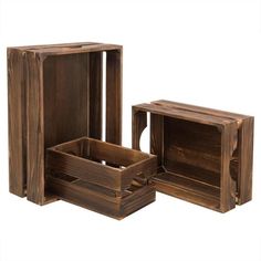 Nesting Rustic Brown Wood Storage & Accent Crates, Set of 3 - MyGift Enterprise LLC 4th Of July Front Porch Decor, Storage Crates, Wooden Crate Boxes, Fruit Crate, Amazon Decor, Themed Gift Baskets, Diy Gift Baskets, Wood Storage Box, Crate Storage