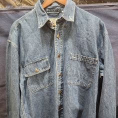 Jacket Is Brand New In Perfect Condition Casual Button-up Denim Jacket For Outdoor, Blue Button-up Utility Denim Jacket, Outdoor Medium Wash Denim Outerwear, Blue Long Sleeve Denim Jacket For Outdoor, Urban Blue Button-up Outerwear, Urban Blue Button-up Denim Jacket, Vintage Blue Denim Jacket For Outdoor, Shirt Jackets, Blue Denim Jacket