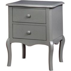 a green nightstand with two drawers on each side and an open drawer at the top