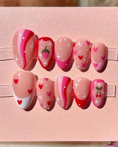 Trends Nails, Halloween Acrylic Nails, Red Valentine, Short Almond, Pretty Gel Nails, Really Cute Nails, Ideas Nails, Kawaii Nails, Short Acrylic Nails Designs