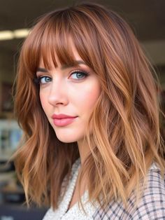 24 Stunning Winter Hairstyles with Bangs for 2025: Fresh Looks and Pro Tips Hair Colors With Bangs, Bang Styles, Winter Hairstyle, Winter Hair Colors, Medium To Long Hair