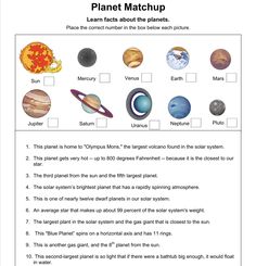 the planets worksheet for kids to learn how to read and understand what they are