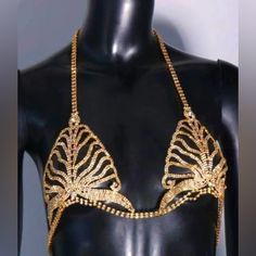 Brand New Rhinestone Bikini Top Body Jewelry For Festival Wear Or Burning Man. Good Only If You Are Pretty Flat Chested Or Don’t Mind It Lying Flat Across The Front Of Your Breasts As There Is No Curve To It. Adjustable Hook Closure. Glamorous Body Jewelry With Bling, Summer Party Body Jewelry With Rhinestones, Festival Body Jewelry With Rhinestones, Glamorous Rhinestone Body Jewelry For Festivals, Gold Rhinestone Body Jewelry For Party, Festival Crystal Body Jewelry With Rhinestones, Glamorous Gold Body Jewelry With Rhinestones, Gold Crystal Body Jewelry For Festivals, Carnival Bra