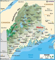 map of maine with major cities and towns