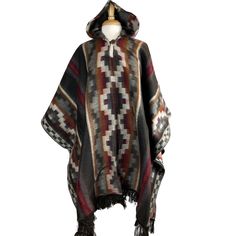 View our huge variety of soft ponchos for women and men. They can be worn any time of the year when you need to keep your body warm. Click to shop now! https://www.etsy.com/shop/LatinAmericanBoutiq?ref=seller-platform-mcnav&section_id=24620177 - Very soft and warm - Large and long perfect for the coldest wintertime - Lightweight cape - Comfortable shawl - With fringes and geometric patterns - Made of alpaca wool and acrylic Measurements: Length from shoulder to bottom: 36inches + 3 inches fringe Valentine Gift For Daughter, Mens Poncho, Poncho Women, Alpaca Shawl, Alpaca Poncho, Winter Poncho, Alpaca Gifts, Grey Poncho, Wool Gifts