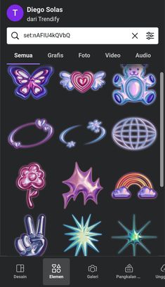 an iphone screen showing the icons for different types of stickers and colors on it