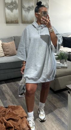 Grey Tennis Shoes Outfit, Dressy Sweatshirt Outfit, Hoodie Dress Outfit Black Women, Casual Hoodie Sweatshirt Dress For Winter, Casual Black Sweatshirt Dress For Winter, Oversized Hooded Sweatshirt Dress For Winter, Casual Oversized Hoodie Sweatshirt Dress, Oversized Casual Sweatshirt Dress For Streetwear, Sweatshirt Dress Outfit