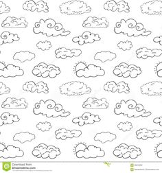 black and white clouds in the sky with one cloud above it, on a white background