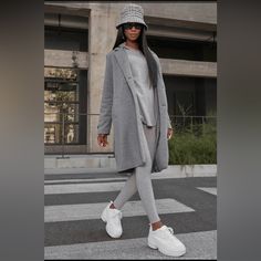 Brand New Grey Coat With Tags. Style Any Outfit With This Wonderful Addition Especially For The Holidays. Trench Coat Outfit Sneakers, Long Gray Coat, Gray Coat, Business Baby, Trench Coat Outfit, Grey Trench Coat, Baby Coat, Layered Fashion, Grey Coat