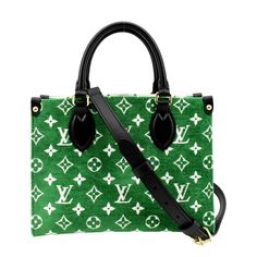 Item Details: Designer: LOUIS VUITTON Model: Onthego PM Retail: N/A Material: Monogram Velvet with Leather trim Style: Tote/Shoulder Bag Color: Green Date Code: *Microchip* Made: France Measurement: W 11" H 7" D 4" Accessories: Shoulder strap Condition new Louis Vuitton Onthego, Pm Monogram, Trim Styles, Bag Green, Green Item, Louis Vuitton Model, Black Tote Bag, Green Bag, Fendi Bags