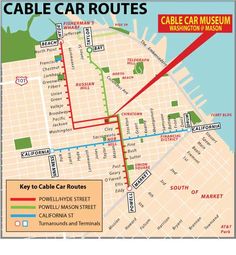 a map shows the location of cable car routes